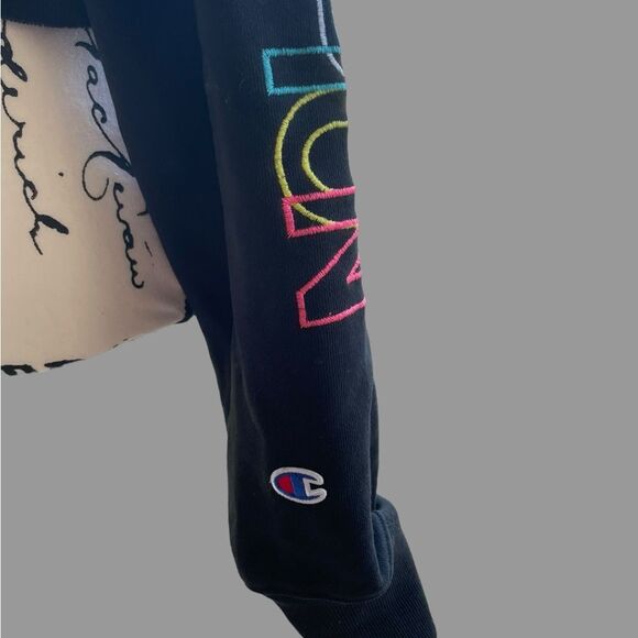 Champion Cropped Hoodie Sweatshirt Women Sz Med EUC - Picture 7 of 7